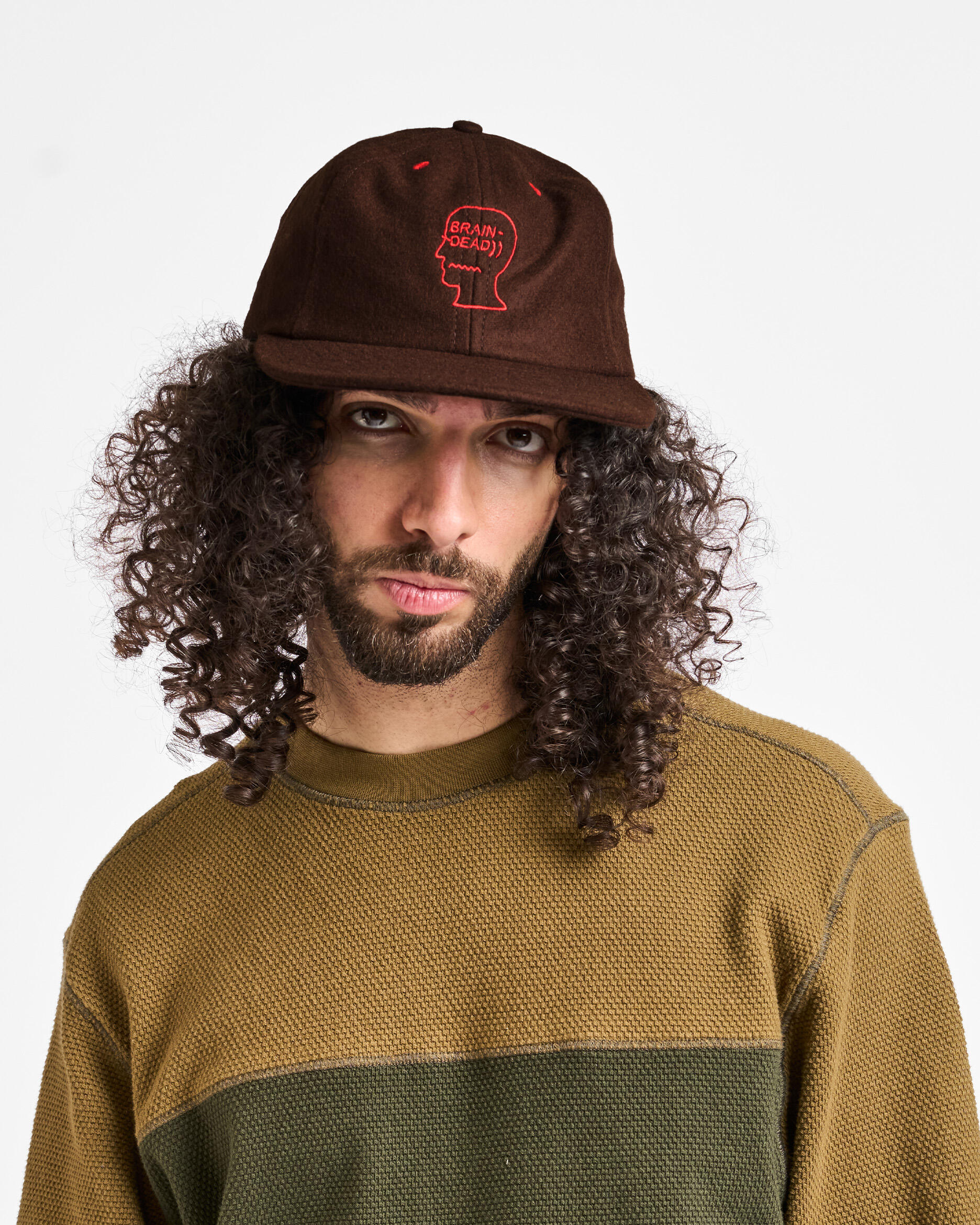 Brain Dead Flannel Classic Logohead 6 Panel Hat | W24HO1004729-bro